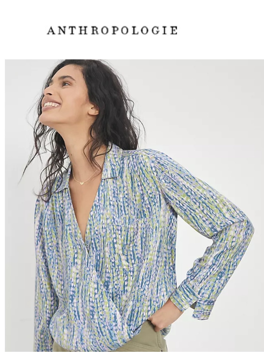 Anthropologie Pilcro Surplice long sleeve top